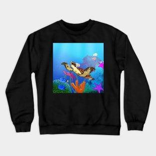 Marine Turtle Swimming Over a Coral Reef Crewneck Sweatshirt